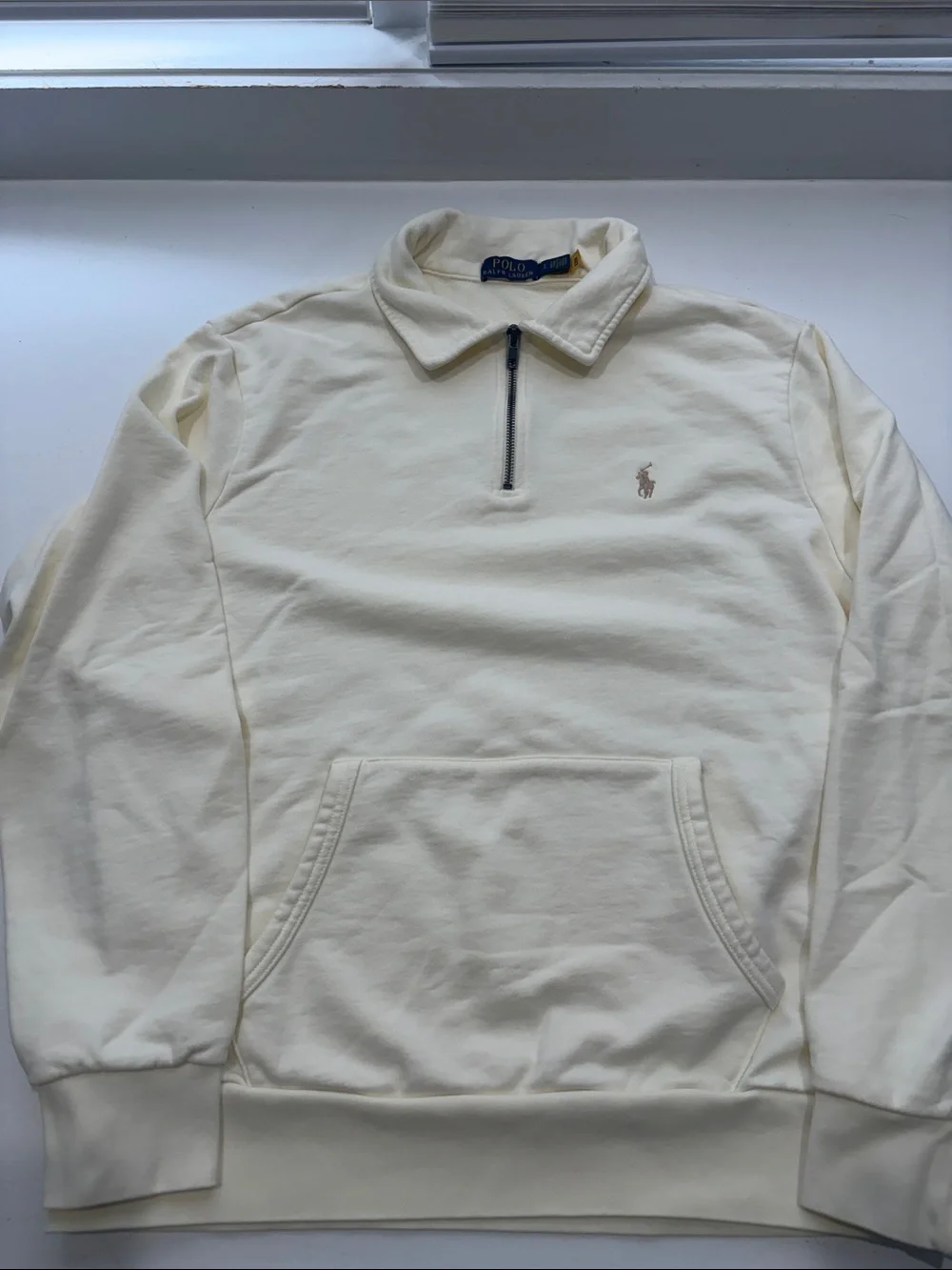 NWOT Polo by Ralph Lauren Cream Quarter-Zip Pullover Sweatshirt size large